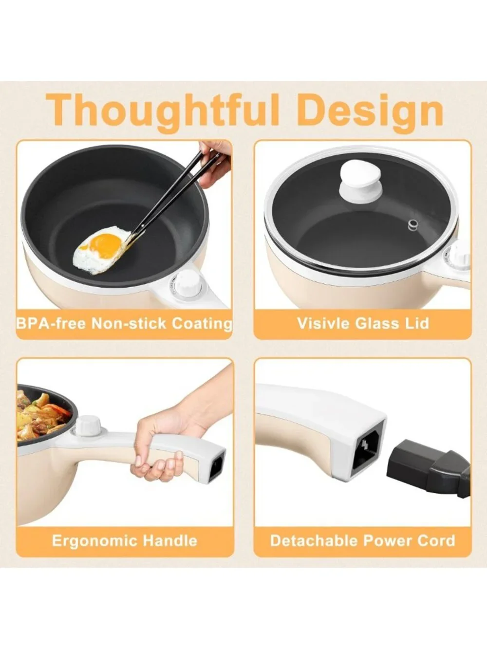 Portable 1.5L Electric Hot Pot - Non-Stick Mini Cooker for Ramen, Eggs, Steak